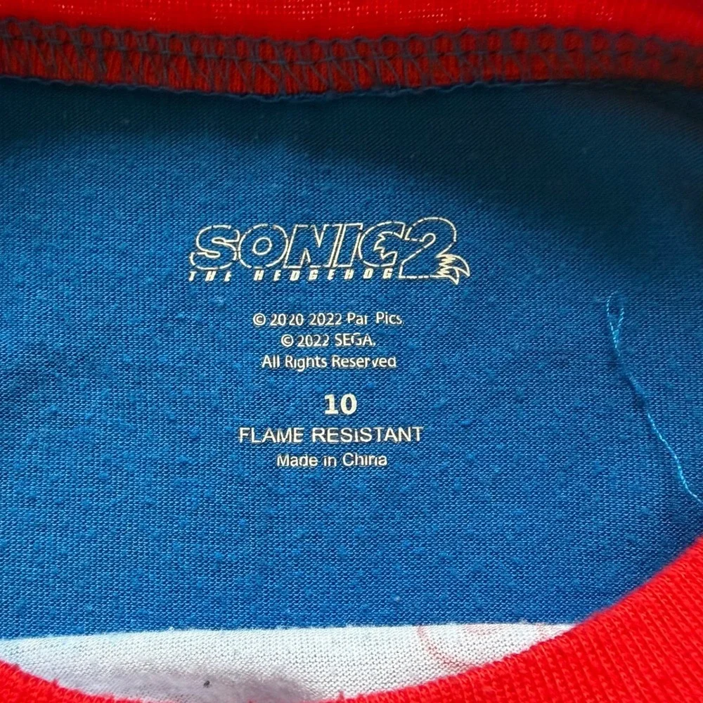 Sonic the Hedgehog Kids 3-Piece Pajama Set Blue Red Size 10 Shorts and Pants